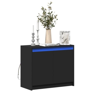 vidaXL Ντουλάπι με Φώτα LED Μαύρη 72x34x61cm Επεξεργασμένο Ξύλο 1 τεμ.