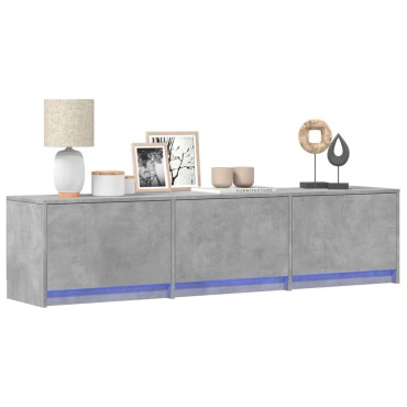 vidaXL Έπιπλο Τηλεόρασης με LED Γκρι Σκυρ. 165x34x40cm Επεξ. Ξύλο