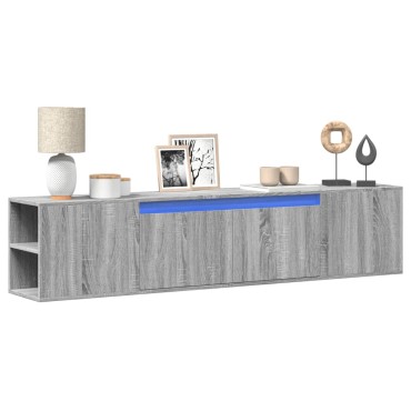 vidaXL Έπιπλο Τοίχου Τηλεόρασης με LED Γκρι Sonoma 180x31x39,5cm