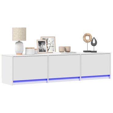 vidaXL Έπιπλο Τηλεόρασης με LED Λευκό 165x34x40cm από Επεξ. Ξύλο