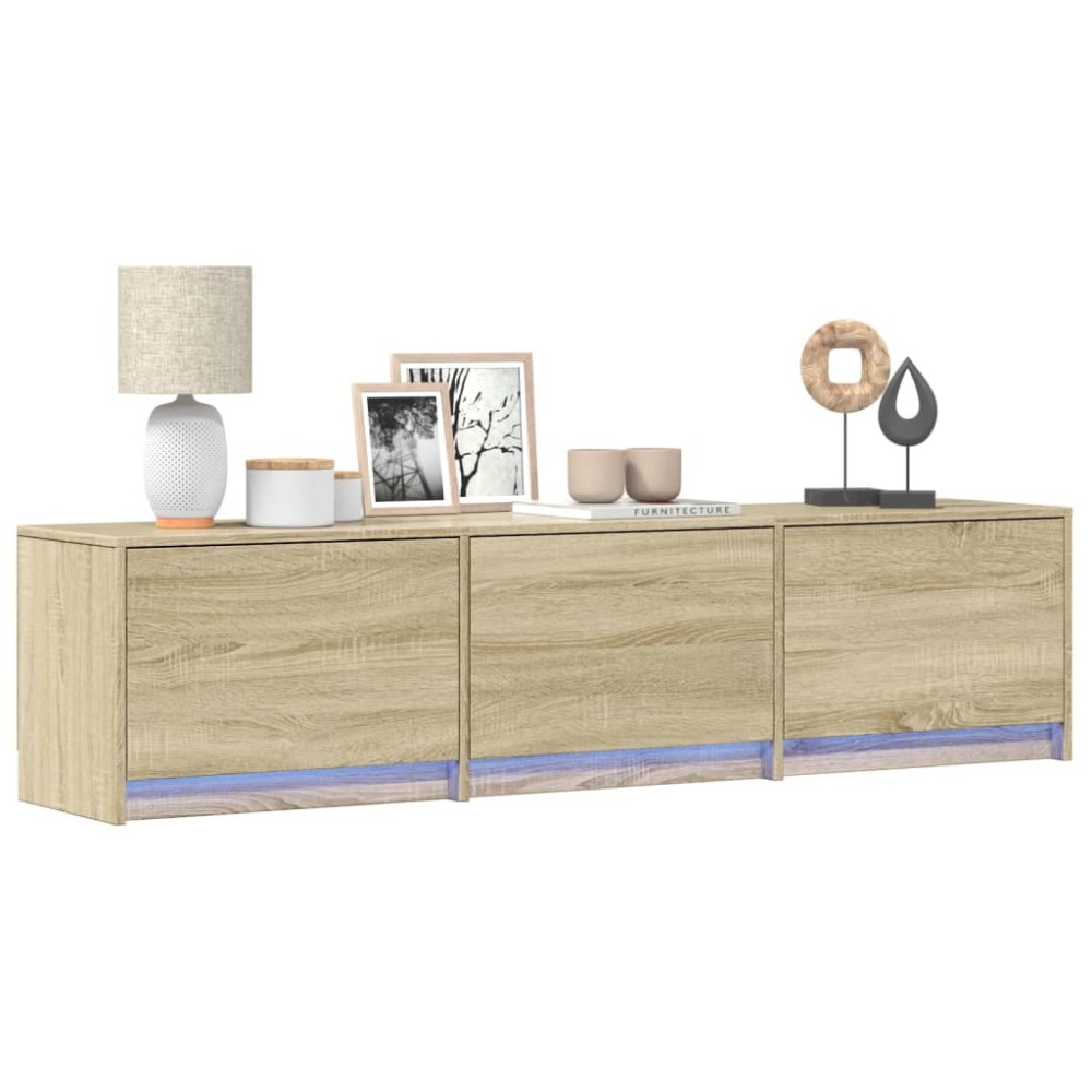 vidaXL Έπιπλο Τηλεόρασης με LED Sonoma Δρυς 165x34x40cm Επεξ. Ξύλο