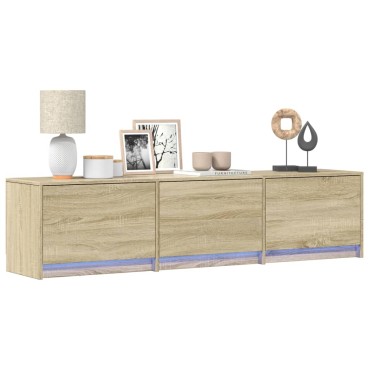 vidaXL Έπιπλο Τηλεόρασης με LED Sonoma Δρυς 165x34x40cm Επεξ. Ξύλο