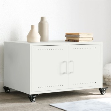 vidaXL Τραπεζάκι Σαλονιού Λευκό 68x50x43,5cm από Ατσάλι 1 τεμ.