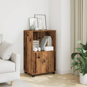 vidaXL Ντουλάπι Τροχήλατο Όψη Παλαιού Ξύλου 55x40x91cm από Επεξ. Ξύλο 1 τεμ.