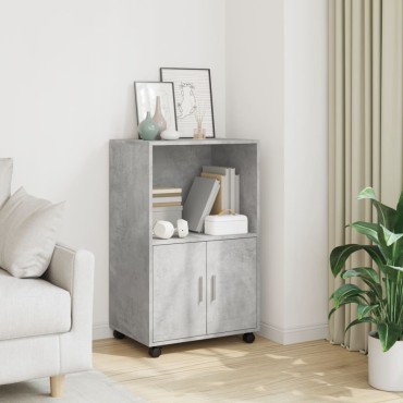vidaXL Ντουλάπι Τροχήλατο Γκρι Σκυρ. 55x40x91cm από Επεξ. Ξύλο 1 τεμ.