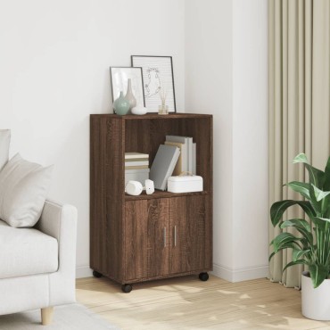 vidaXL Ντουλάπι Τροχήλατο Καφέ Δρυς 55x40x91cm από Επεξ. Ξύλο 1 τεμ.