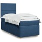 vidaXL Κρεβάτι Boxspring με Στρώμα Μπλε 90x200 εκ.Υφασμάτινο