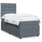 vidaXL Κρεβάτι Boxspring με Στρώμα Σκούρο Γκρι 90x190cm Βελούδινο 1 τεμ. - Μονό