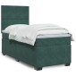 vidaXL Κρεβάτι Boxspring με Στρώμα Σκούρο Πράσινο 90x200cm Βελούδινο 1 τεμ. - Μονό