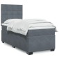 vidaXL Κρεβάτι Boxspring με Στρώμα Σκούρο Γκρι 90x200cm Βελούδινο 1 τεμ. - Μονό