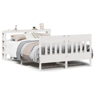 vidaXL Σκελετός Κρεβ. Χωρίς Στρώμα Λευκό 140x190cm Μασίφ Πεύκο 1 τεμ. - Μονό