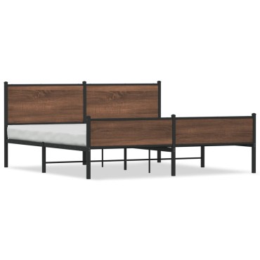 vidaXL Σκελετός Κρεβ. Χωρίς Στρώμα Καφέ Δρυς 180x200 εκ. Μεταλλικό
