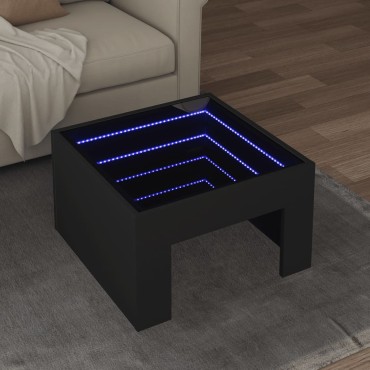 vidaXL Τραπεζάκι Σαλονιού Infinity LED Μαύρο 50x50x30cm 1 τεμ.