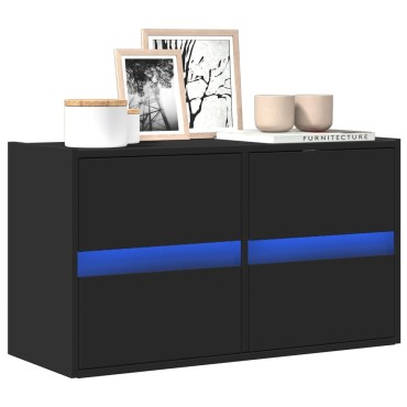 vidaXL Έπιπλο Τοίχου Τηλεόρασης με LED Μαύρο 80x31x45cm