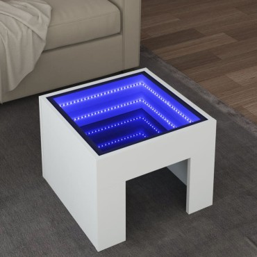 vidaXL Τραπεζάκι Σαλονιού Άπειρο Φως LED Λευκό 40x40x30cm 1 τεμ.
