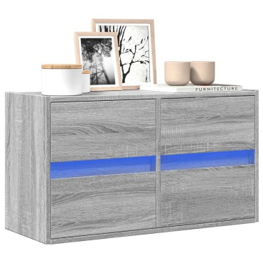 vidaXL Έπιπλο Τοίχου Τηλεόρασης με LED Γκρι Sonoma 80x31x45cm