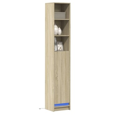 vidaXL Ντουλάπι με Φώτα LED Sonoma Δρυς 36x32,5x200cm Επεξ. Ξύλο 1 τεμ.
