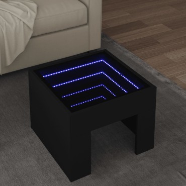 vidaXL Τραπεζάκι Σαλονιού Άπειρο Φως LED Μαύρο 40x40x30cm 1 τεμ.