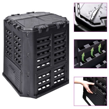 vidaXL Κάδος Κομποστοποίησης Μαύρος 68,9 x 68,9 x 83,9 εκ. 360 Λίτρων