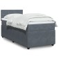 vidaXL Κρεβάτι Boxspring με Στρώμα Σκούρο Γκρι 90x200cm Βελούδινο 1 τεμ. - Μονό