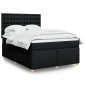 vidaXL Κρεβάτι Boxspring με Στρώμα Μαύρο 140x190cm Υφασμάτινο 1 τεμ. - Μονό