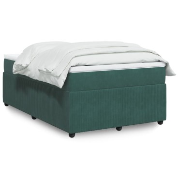 vidaXL Κρεβάτι Boxspring με Στρώμα Σκούρο Πράσινο 120x190εκ. Βελούδινο