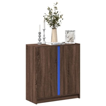 vidaXL Ντουλάπι με Φώτα LED Καφέ Δρυς 77x34x85cm Επεξεργασμένο Ξύλο 1 τεμ.