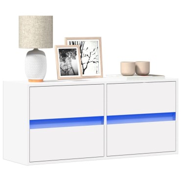 vidaXL Έπιπλο Τοίχου Τηλεόρασης με LED Λευκό 100x31x45cm