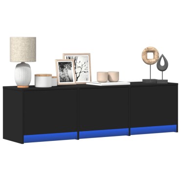 vidaXL Έπιπλο Τηλεόρασης με LED Μαύρο 140x34x40cm από Επεξ. Ξύλο