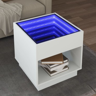vidaXL Τραπεζάκι Σαλονιού Infinity LED Λευκό 50x50x50cm 1 τεμ.
