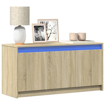 vidaXL Έπιπλο Τηλεόρασης με LED Sonoma Δρυς 100x34x50cm Επεξ. Ξύλο