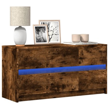 vidaXL Έπιπλο Τηλεόρασης με LED Καπνιστή Δρυς 100x34x50cm Επεξ. Ξύλο