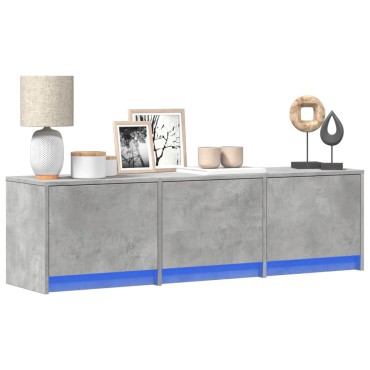 vidaXL Έπιπλο Τηλεόρασης με LED Γκρι Σκυρ. 140x34x40cm Επεξ. Ξύλο