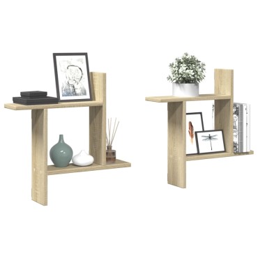 vidaXL Ραφιέρες Τοίχου 2 τεμ. Sonoma Δρυς 50x12x50cm από Επεξ. Ξύλο