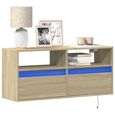 vidaXL Έπιπλο Τοίχου Τηλεόρασης με LED Sonoma Δρυς 100x31x45cm