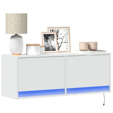 vidaXL Έπιπλο Τοίχου Τηλεόρασης με LED Λευκό 100x31x38cm