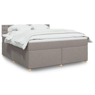 vidaXL Κρεβάτι Boxspring με Στρώμα Taupe 180x200 εκ. Υφασμάτινο