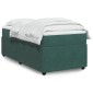 vidaXL Κρεβάτι Boxspring με Στρώμα Σκούρο Πράσινο 90x200cm Βελούδινο 1 τεμ. - Μονό