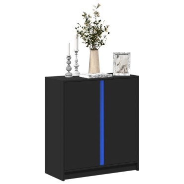 vidaXL Ντουλάπι με Φώτα LED Μαύρη 77x34x85cm Επεξεργασμένο Ξύλο 1 τεμ.