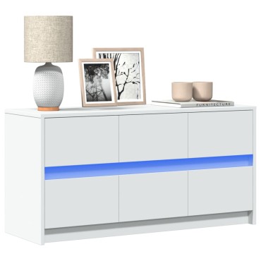 vidaXL Έπιπλο Τηλεόρασης με LED Λευκό 100x34x50cm από Επεξ. Ξύλο