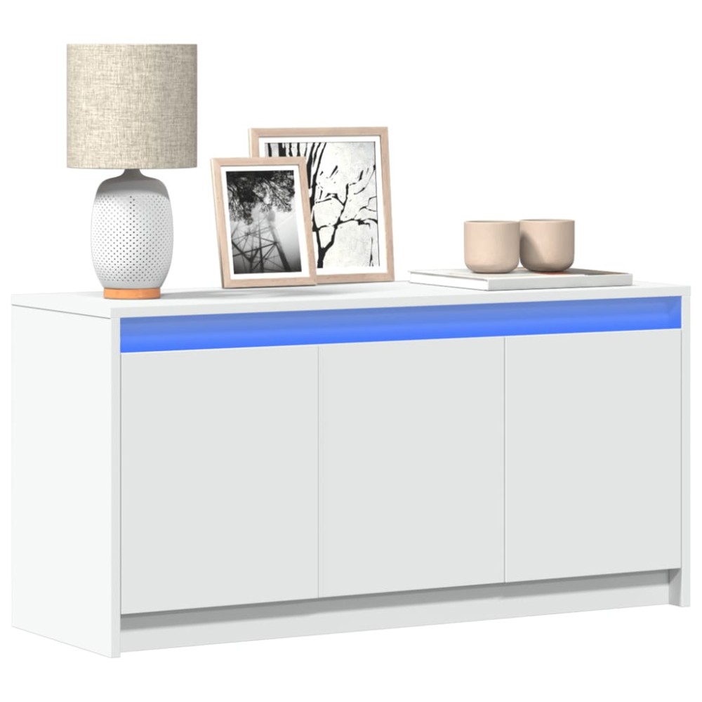 vidaXL Έπιπλο Τηλεόρασης με LED Λευκό 100x34x50cm από Επεξ. Ξύλο