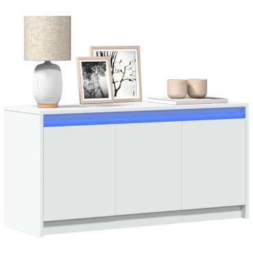 vidaXL Έπιπλο Τηλεόρασης με LED Λευκό 100x34x50cm από Επεξ. Ξύλο