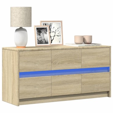 vidaXL Έπιπλο Τηλεόρασης με LED Sonoma Δρυς 100x34x50cm Επεξ. Ξύλο