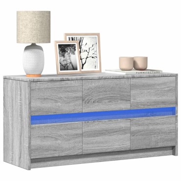 vidaXL Έπιπλο Τηλεόρασης με LED Γκρι Sonoma 100x34x50cm Επεξ. Ξύλο