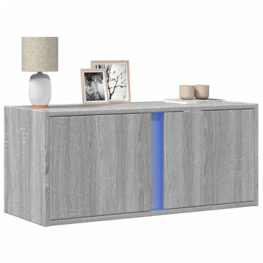 vidaXL Έπιπλο Τοίχου Τηλεόρασης με LED Γκρι Sonoma 80x31x35cm