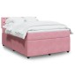 vidaXL Κρεβάτι Boxspring με Στρώμα Ροζ 140x200cm Βελούδινο 1 τεμ. - Διπλό
