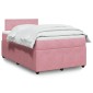 vidaXL Κρεβάτι Boxspring με Στρώμα Ροζ 120x190cm Βελούδινο 1 τεμ. - Μονό