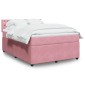 vidaXL Κρεβάτι Boxspring με Στρώμα Ροζ 140x200cm Βελούδινο 1 τεμ. - Διπλό
