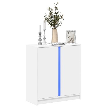 vidaXL Μπουφές με Φώτα LED Λευκός 77x34x85cm από Επεξεργασμένο Ξύλο 1 τεμ.