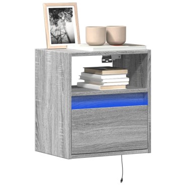 vidaXL Έπιπλα Τοίχου Τηλ. με LED 2 τεμ. Γκρι Sonoma 41x31x45cm